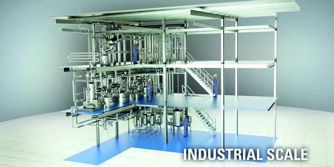 Layout of a hydrogenation plant made by Ekato for fine chemical products.