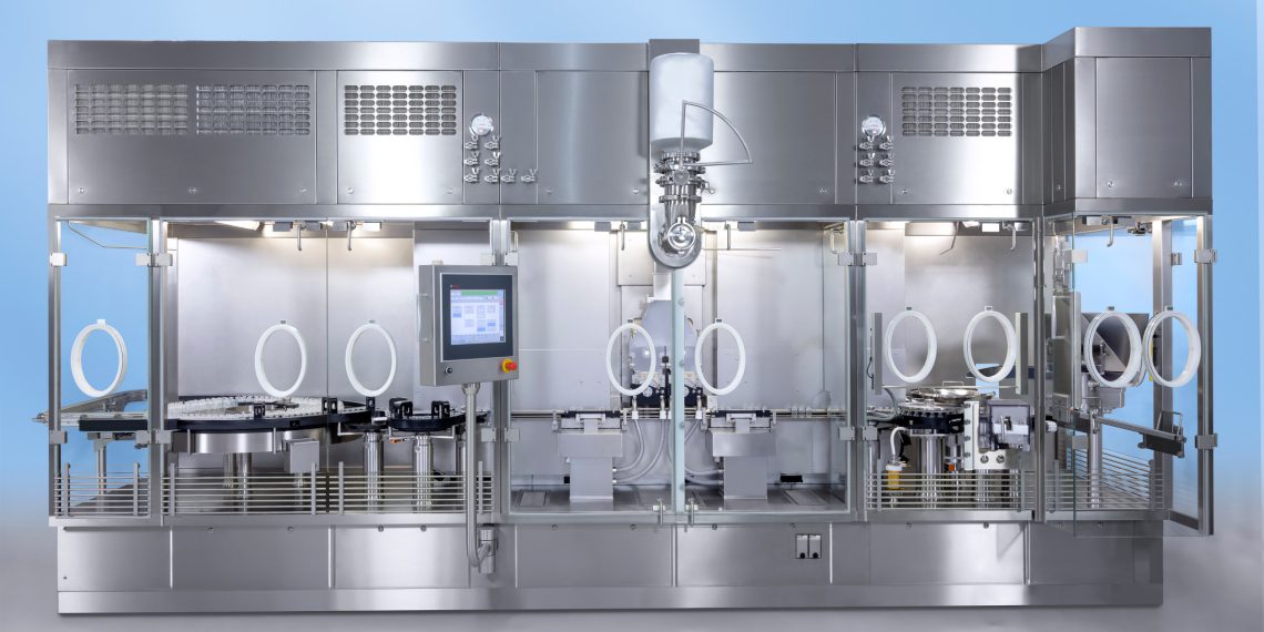 The flexible machine platform from Bosch allows for the exact dosing of both small and large amounts of powder with an output of up to 480 vials per minute. (Picture: Bosch)