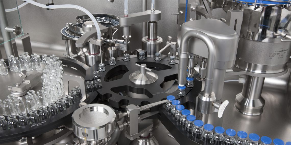 automatic machine for filling and closing bottles. Bausch+Ströbel