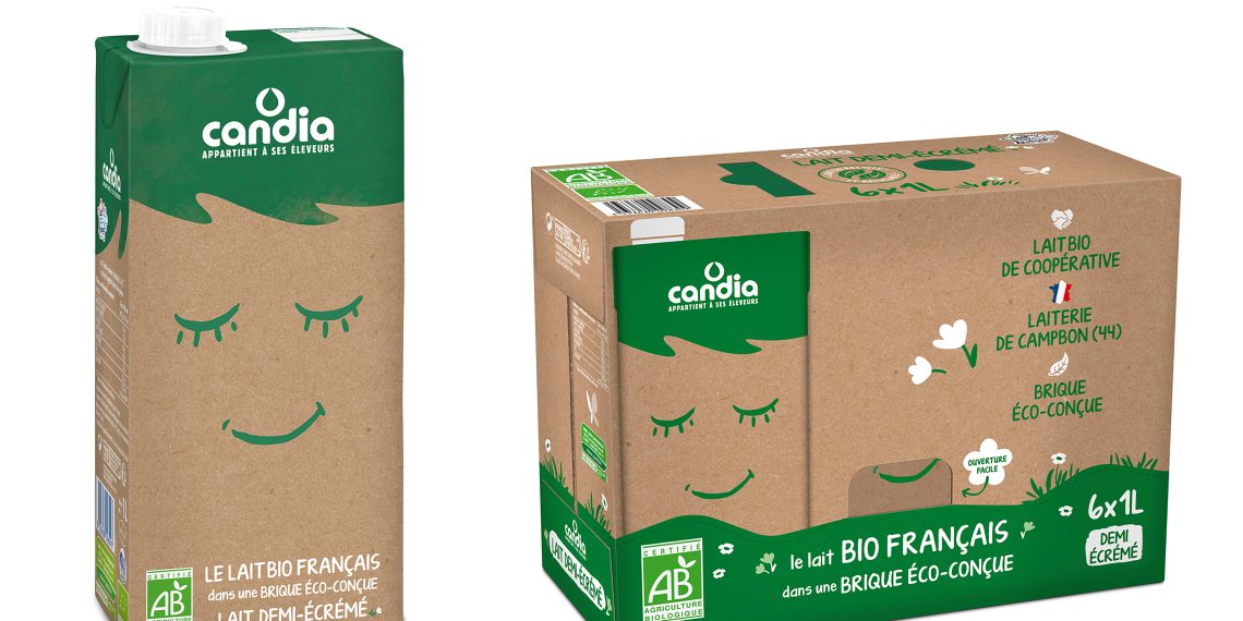 SIG’s Signature Pack 100 – the world’s only aluminium-free aseptic carton pack with polymers linked to plant-based renewable material – is being launched in France for the first time by Candia, part of the leading French dairy cooperative Sodiaal. It is the first aluminium-free carton pack on the French ambient liquid dairy market. (Picture: SIG)