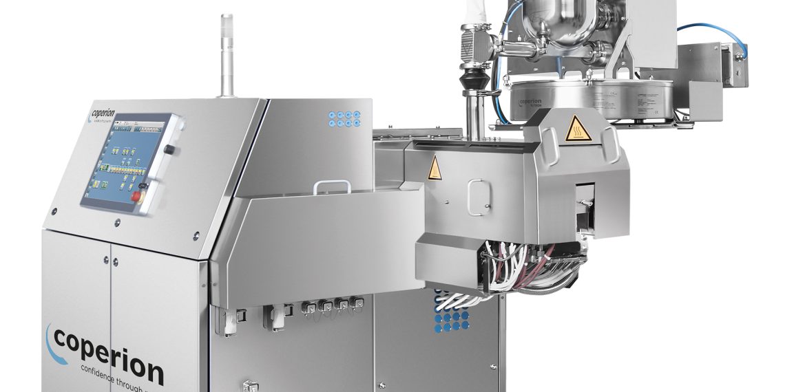 Coperion’s ZSK 18 Megalab twin screw extruder with Coperion K-Tron gravimetric loss-in-weight feeder, suitable for research and development as well as for small-scale production.