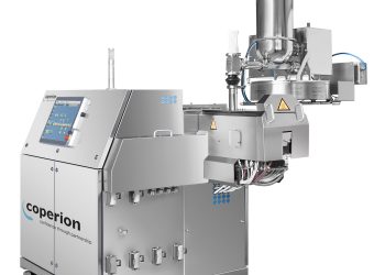 Coperion’s ZSK 18 Megalab twin screw extruder with Coperion K-Tron gravimetric loss-in-weight feeder, suitable for research and development as well as for small-scale production.