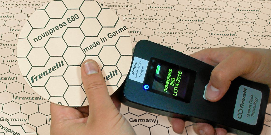 Intelligent gasket, ready for Industry 4.0: Gasket Code Technology (GCT) identifies the material type, manufacturing period and production lot of a novapress 880 gasket at any time.